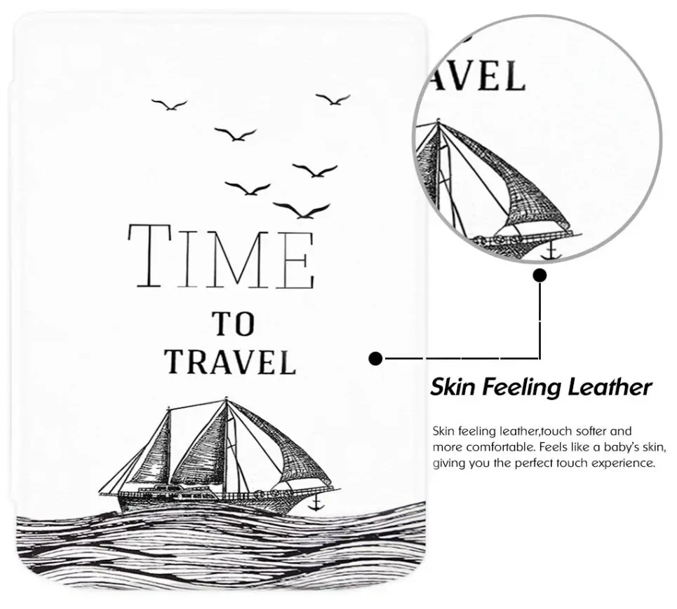 Armori Trimer T060, pouzdro pro Pocketbook 629 Verse / 634 Verse Pro - magnetické zavírání, AutoSleep, motiv Time to Travel