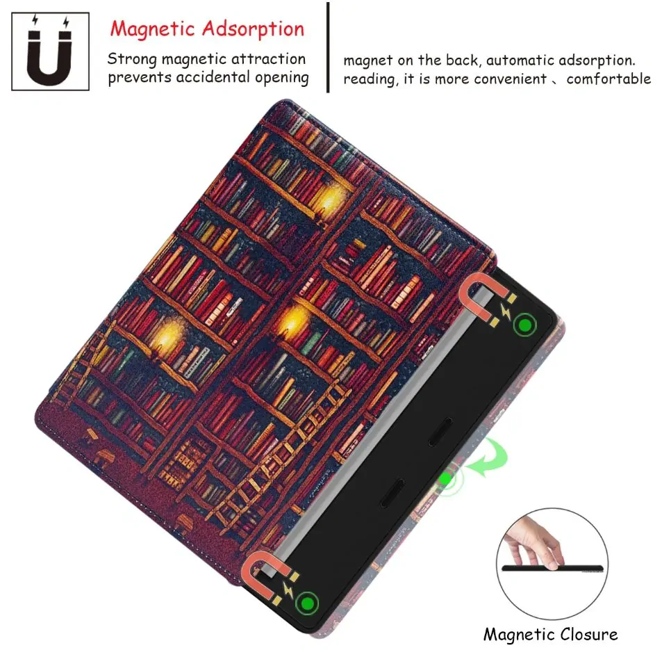 Armori Trimer T153, pouzdro pro Amazon Kindle Oasis 2/3 - magnetické zavírání, AutoSleep, motiv Library