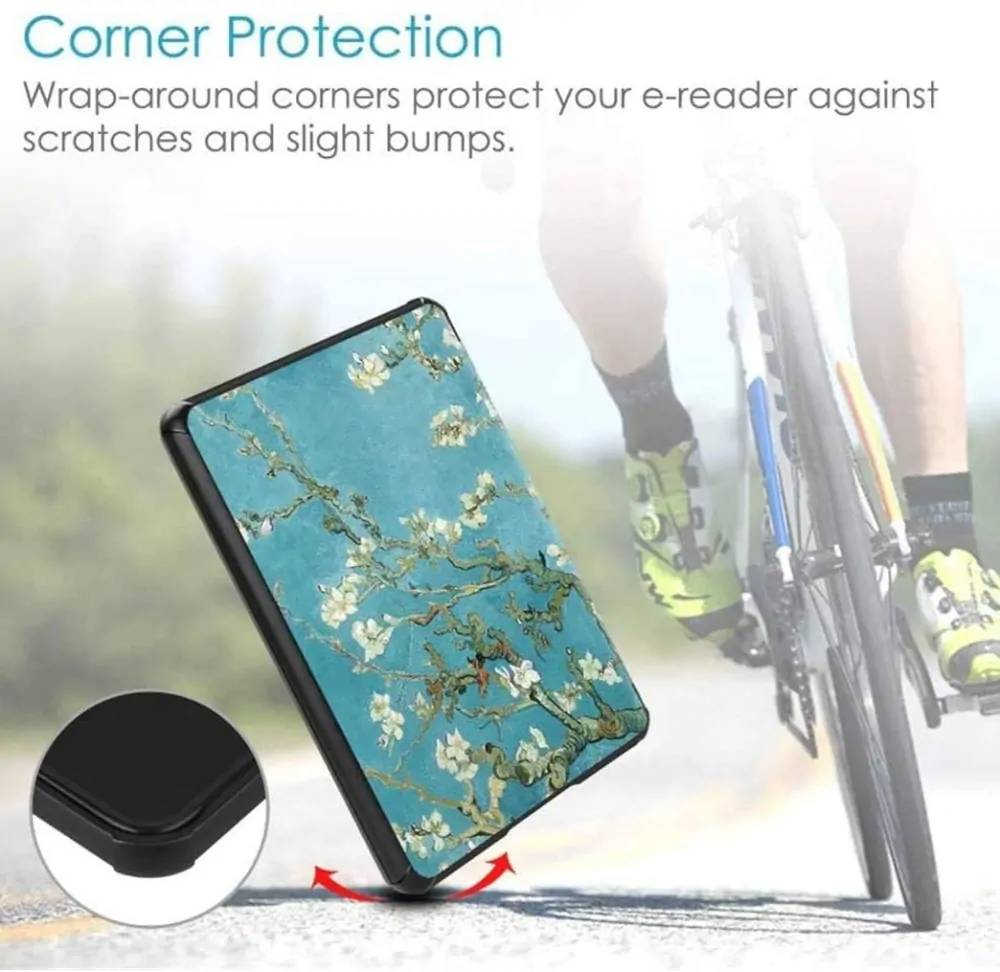 Armori Trimer T158, pouzdro pro Amazon Kindle Oasis 2/3 - magnetické zavírání, AutoSleep, motiv Blue Garden