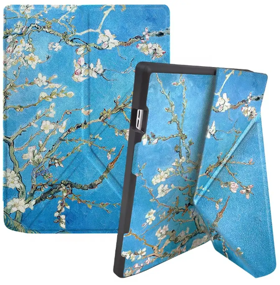 ARMORI STANDER S194, pouzdro se stojánkem Origami pro Pocketbook 743 G/C/K3 (InkPad4, Color 2, Color 3) - motiv Blue Garden