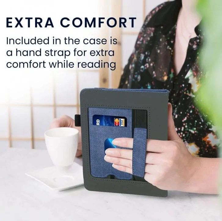 Pouzdro KW Mobile Double Leather - KW5626103 - pro Amazon Kindle Paperwhite 5 (2021) - grey, denim