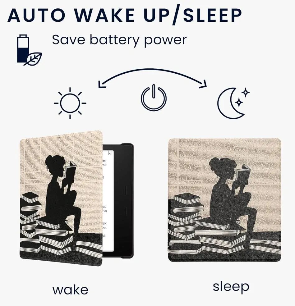 Pouzdro KW Mobile - Girl And Books - KW4941734 - pro Amazon Kindle Oasis 2 / 3 - vícebarevné