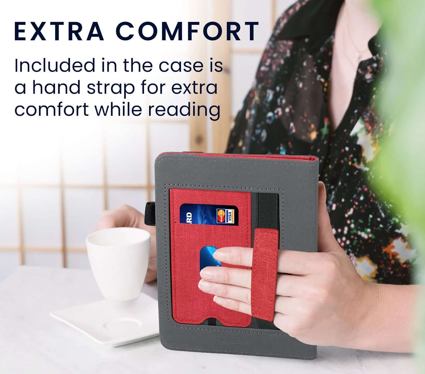 Pouzdro KW Mobile Double Leather - KW5626102 - pro Amazon Kindle Paperwhite 5 (2021) - grey, red