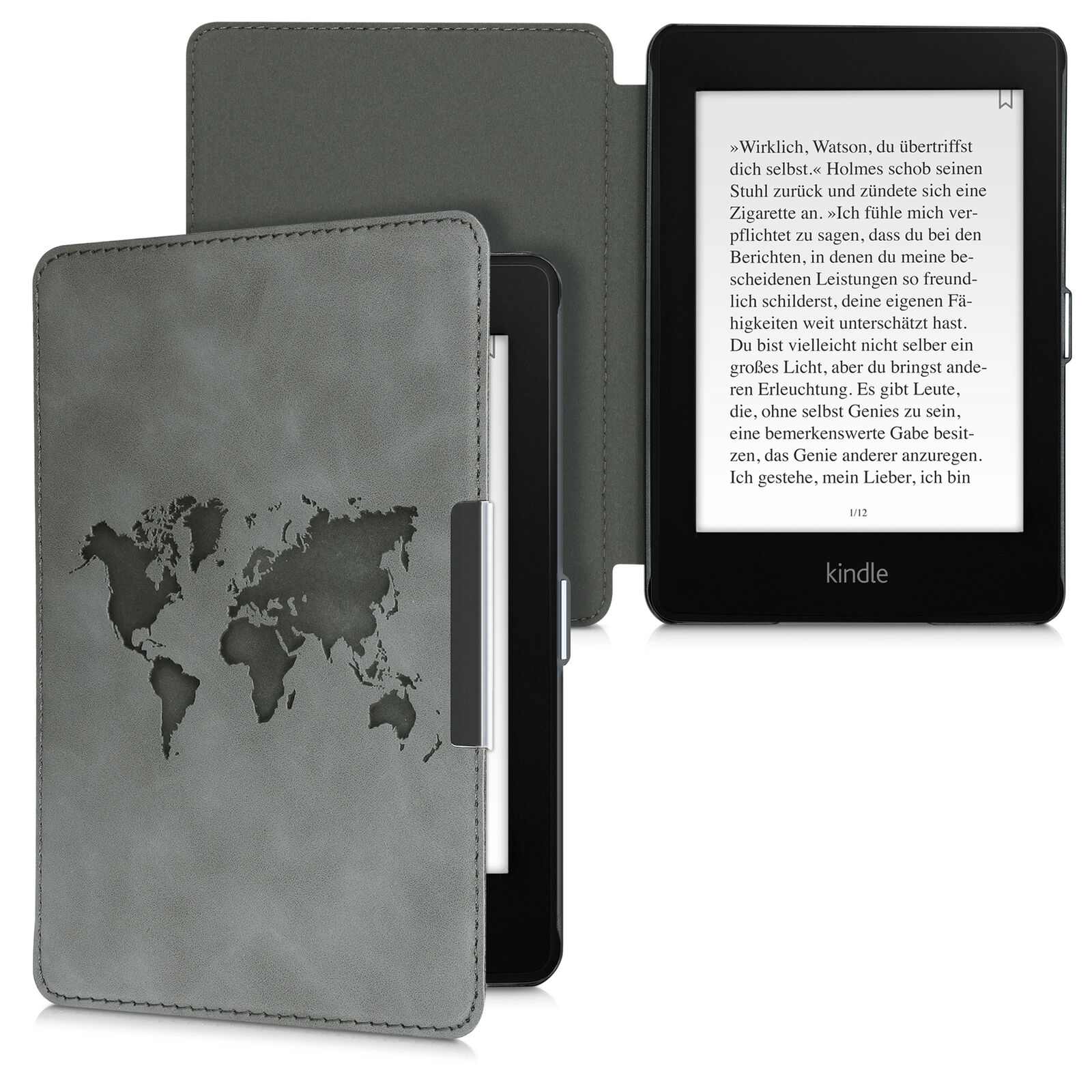 Pouzdro KW Mobile - Travel Outline - KW4897513 - pro Amazon Kindle Paperwhite 4 (2018) - šedé
