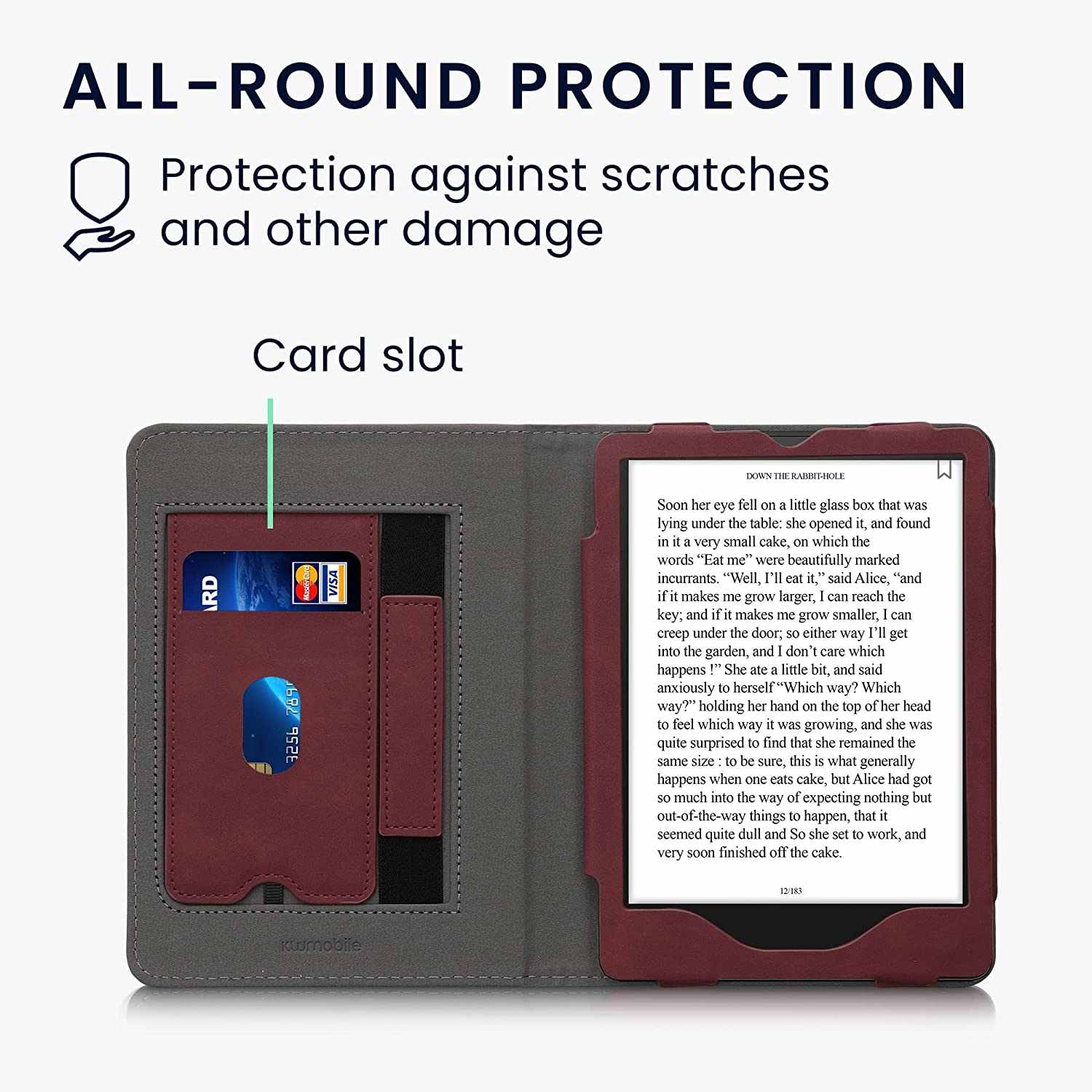 Pouzdro KW Mobile - Nubuck Desert Red - KW5762020 - pro Amazon Kindle Paperwhite 1/2/3 - Dark Red