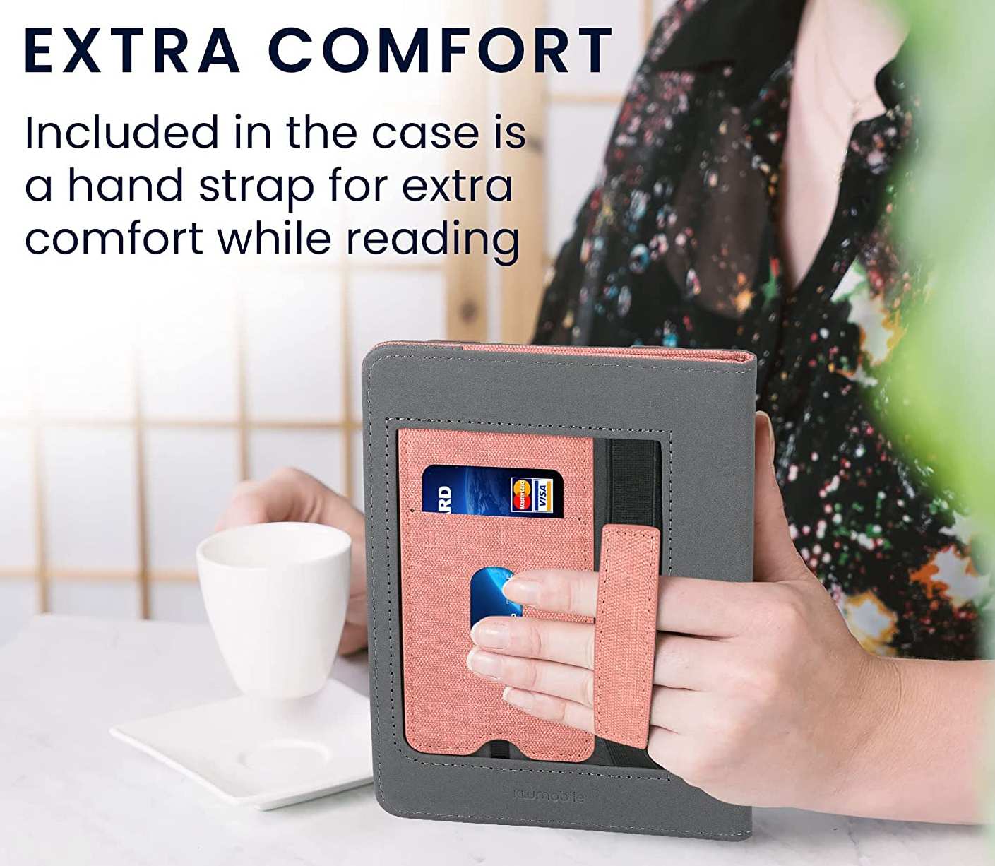 Pouzdro KW Mobile Double Leather - KW5626107 - pro Amazon Kindle Paperwhite 5 (2021) - šedá, růžová