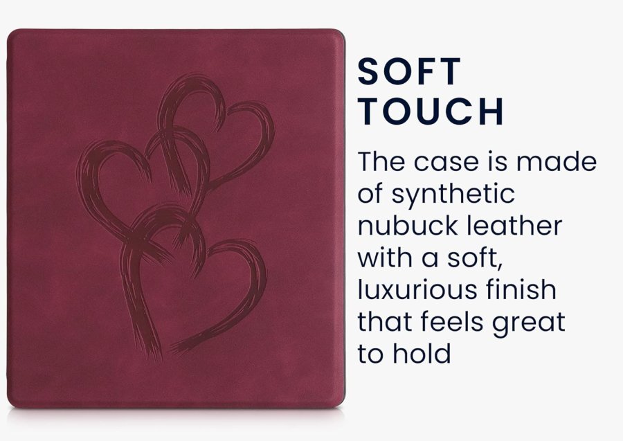 Pouzdro KW Mobile - Brushed Heart Abstract - KW5697209 - pro Amazon Kindle Oasis 2/3 - červené