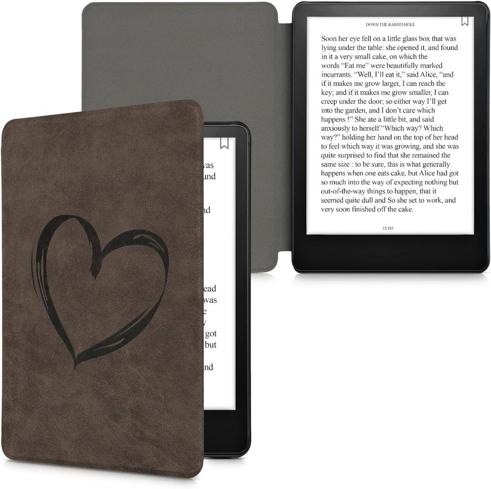 Pouzdro KW Mobile Felt Brushed Heart - KW5625802 - pro Amazon Kindle Paperwhite 5 (2021) - hnědé