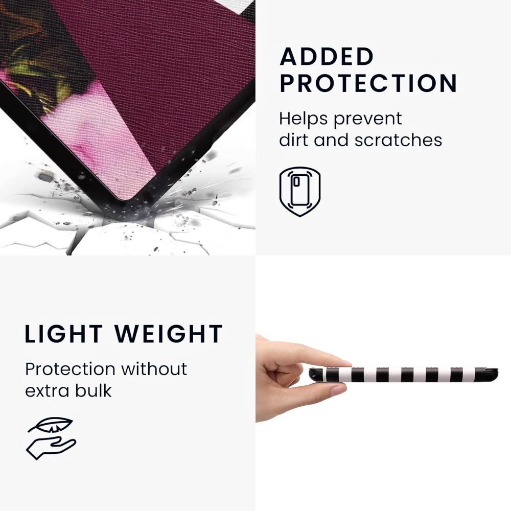 Pouzdro KW Mobile - Flowers & Stripes - KW5625662 - pro Amazon Kindle Paperwhite 5 (2021) - vícebarevné