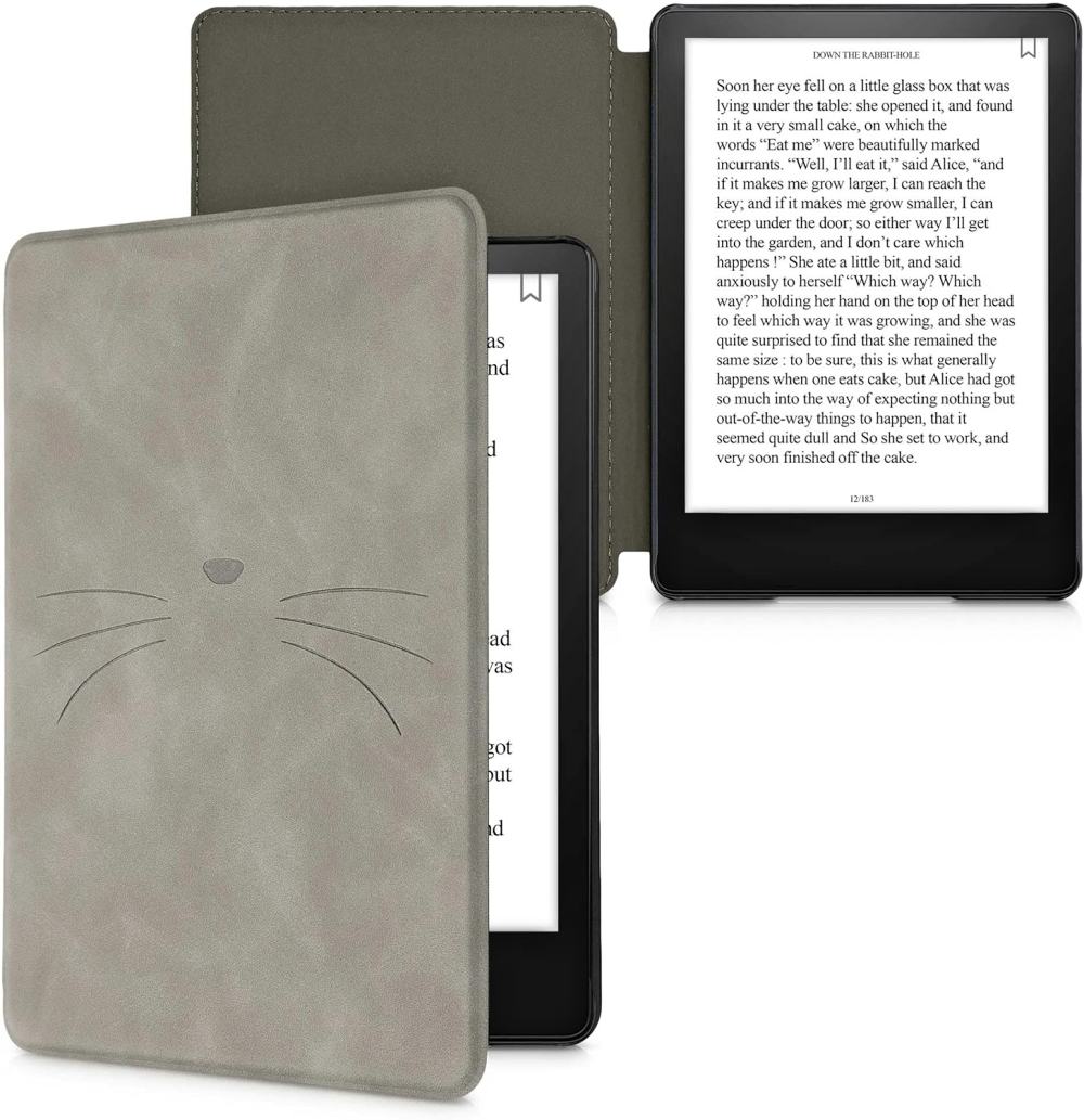 Pouzdro KW Mobile - Meow Meow -  KW5625705 - pro Amazon Kindle Paperwhite 5 (2021) - šedé