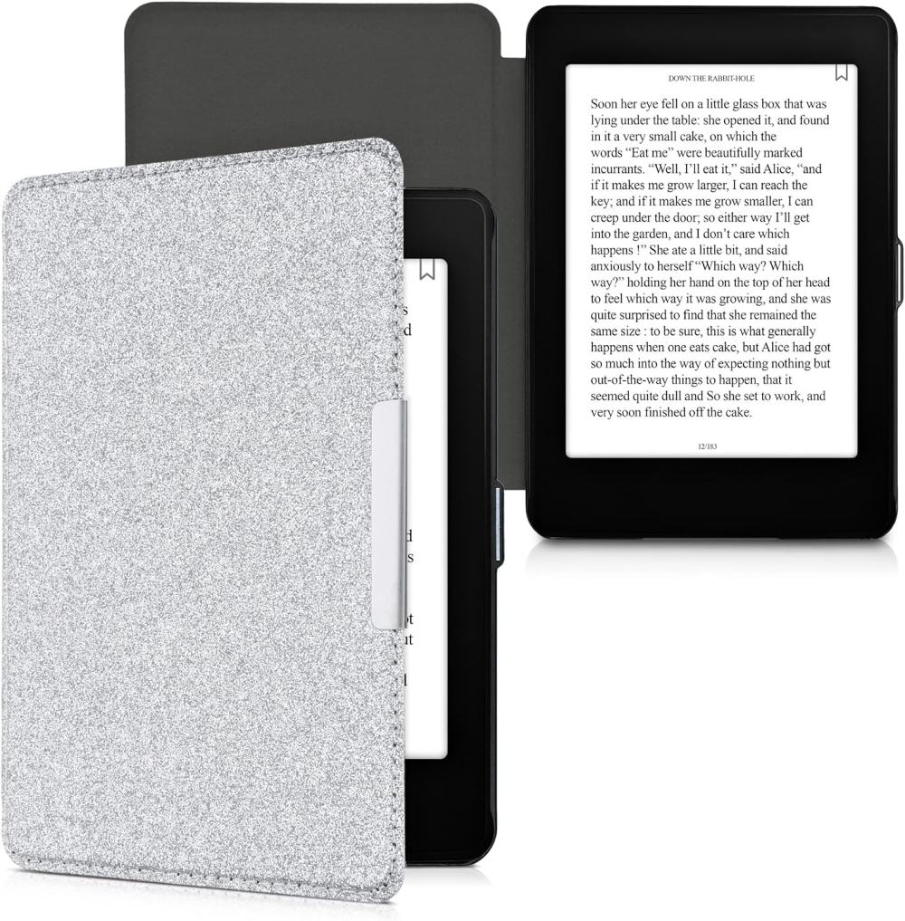 Pouzdro KW Mobile - Glitter Uniform - KW4664470 - pro Amazon Kindle Paperwhite 4 (2018) - stříbrné