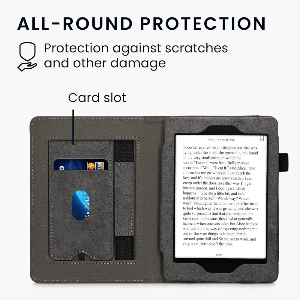 Pouzdro KW Mobile Brushed Heart - KW5626802 - pro Amazon Kindle Paperwhite 1/2/3 - tmavě šedé