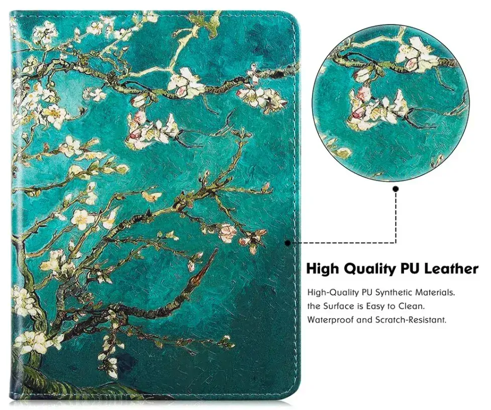 Fortress FT4007 - pouzdro se stojánkem pro Pocketbook 743 (G/C/K) - motiv Blue Garden, magnet, AutoSleep