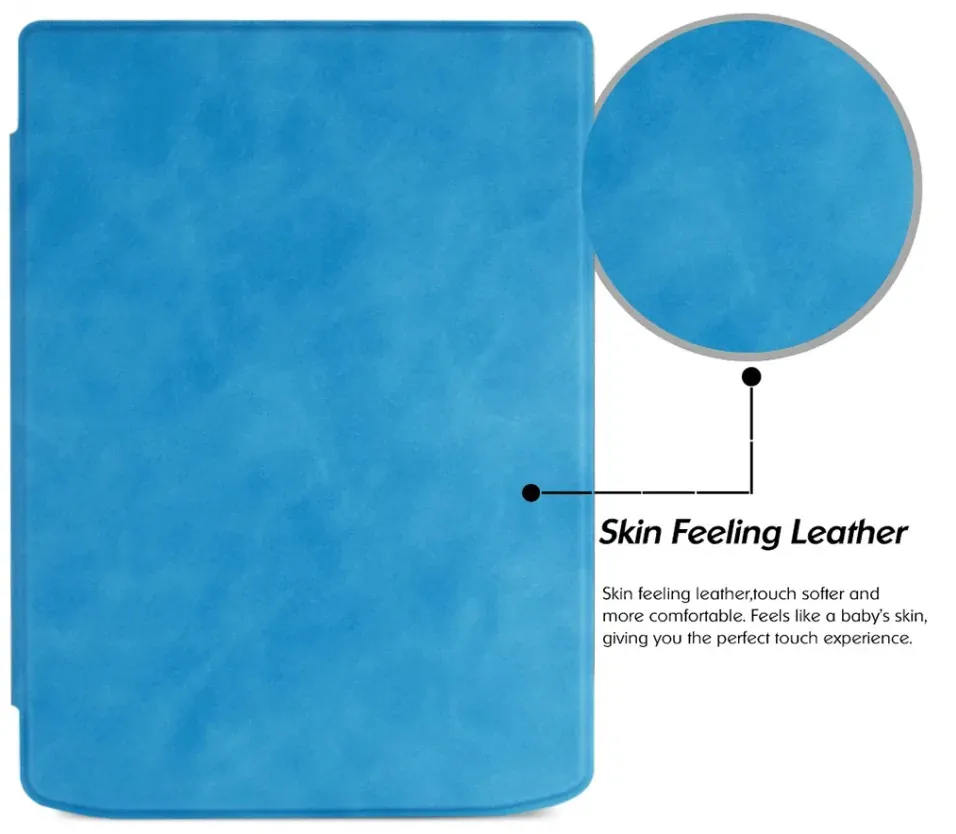 Pouzdro Durable Lock DL4044, obal na Pocketbook 743G InkPad 4 a Pocketbook 743C InkPad Color (2/3) - světle modré, magnetické zavírání, AutoSleep