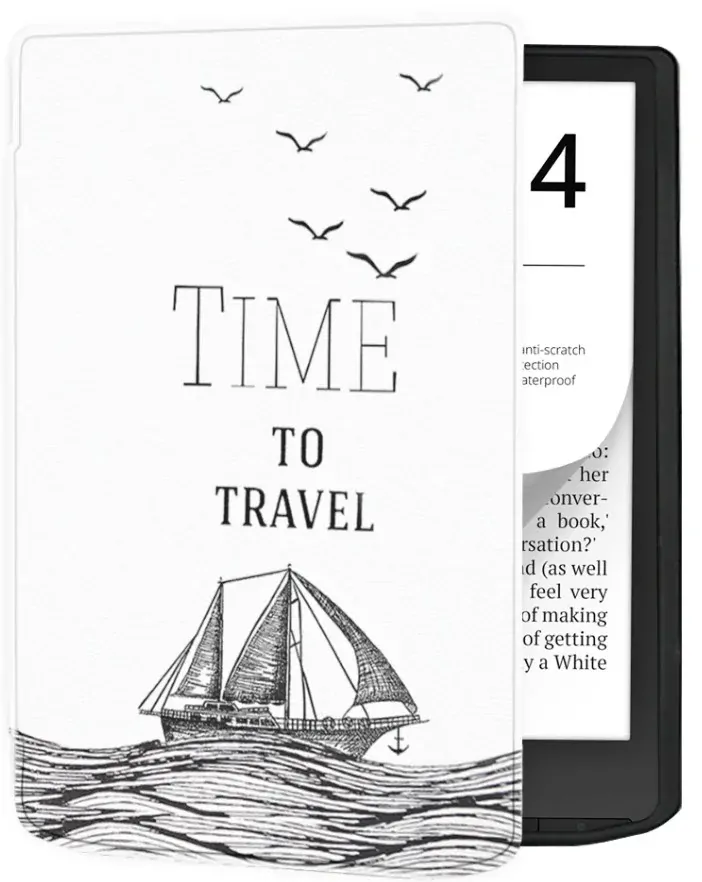 Pouzdro Durable Lock DL4049, obal na Pocketbook 743G InkPad 4 a Pocketbook 743C InkPad Color (2/3) - motiv Time to Travel, magnetické zavírání, AutoSleep