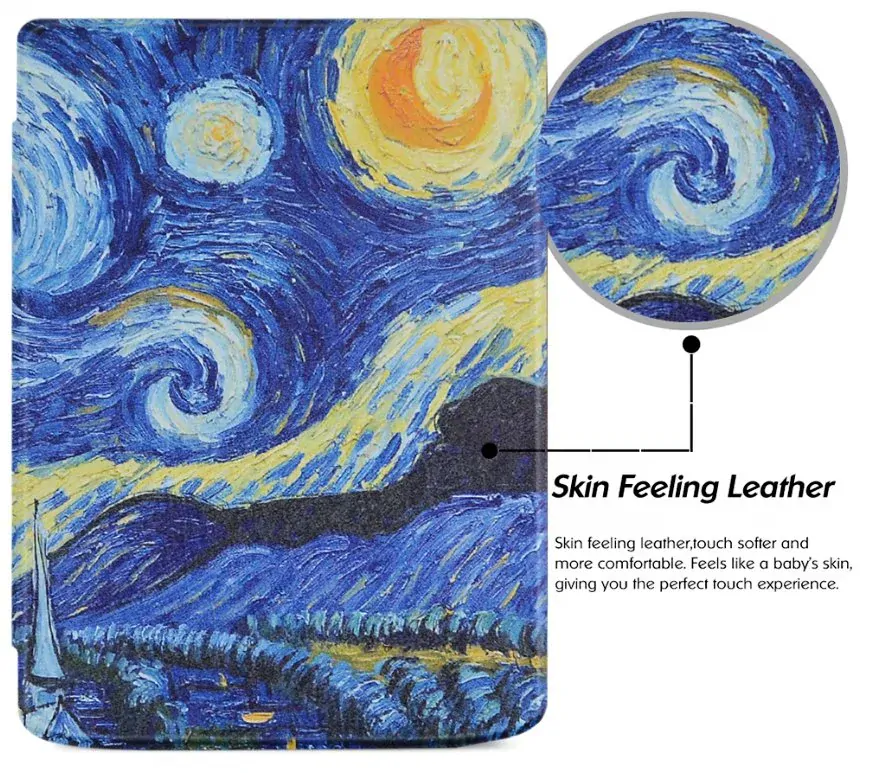 Pouzdro Durable Lock DL4051, obal na Pocketbook 743G InkPad 4 a Pocketbook 743C InkPad Color (2/3) - motiv Gogh, magnetické zavírání, AutoSleep