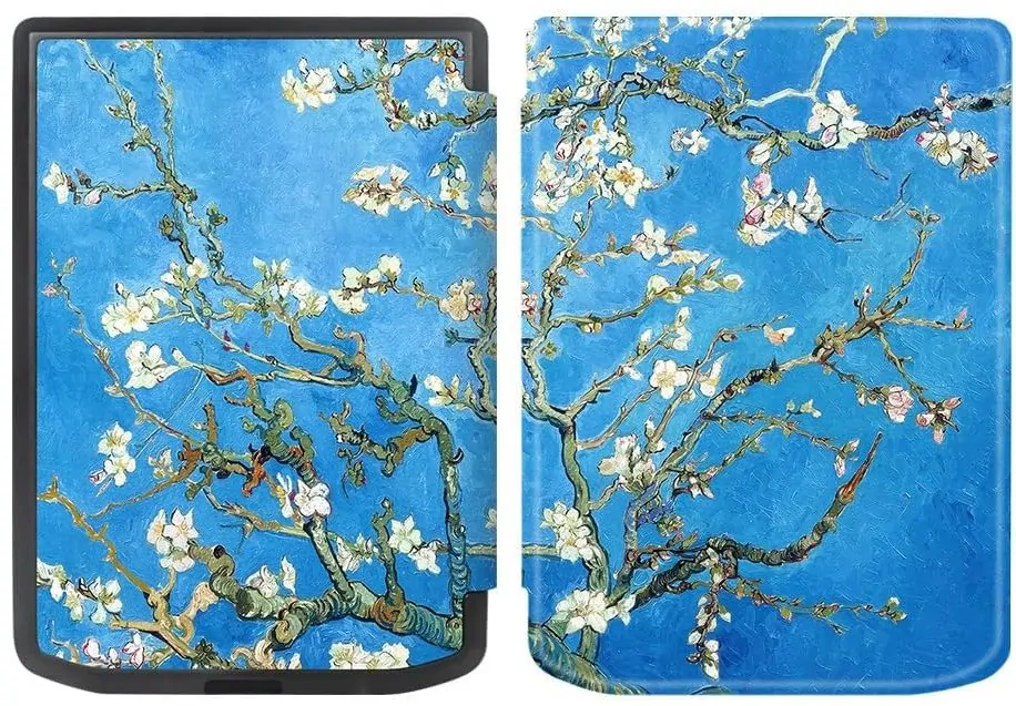 Armori Trimer T061, pouzdro pro Pocketbook 629 Verse / 634 Verse Pro - magnetické zavírání, AutoSleep, motiv Blue Garden
