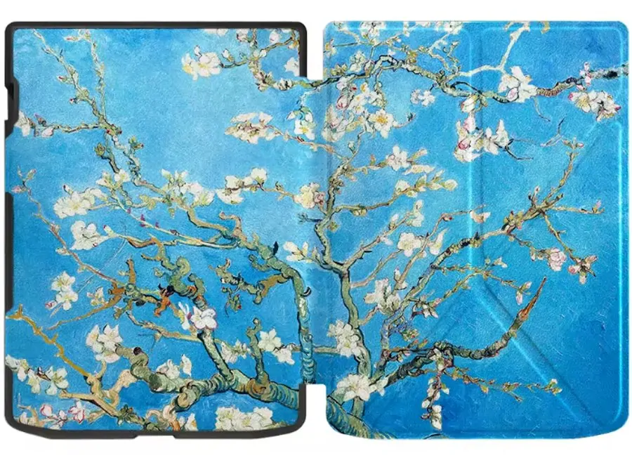 ARMORI STANDER S194, pouzdro se stojánkem Origami pro Pocketbook 743 G/C/K3 (InkPad4, Color 2, Color 3) - motiv Blue Garden