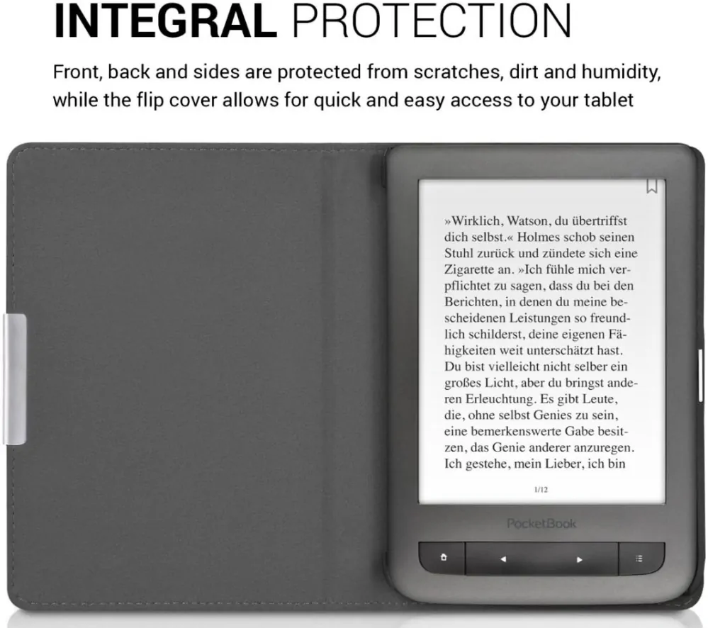 Pouzdro KW Mobile - Fabric Flip - KW4334422 - pro Pocketbook 614/615/624/625/626 - světle šedé