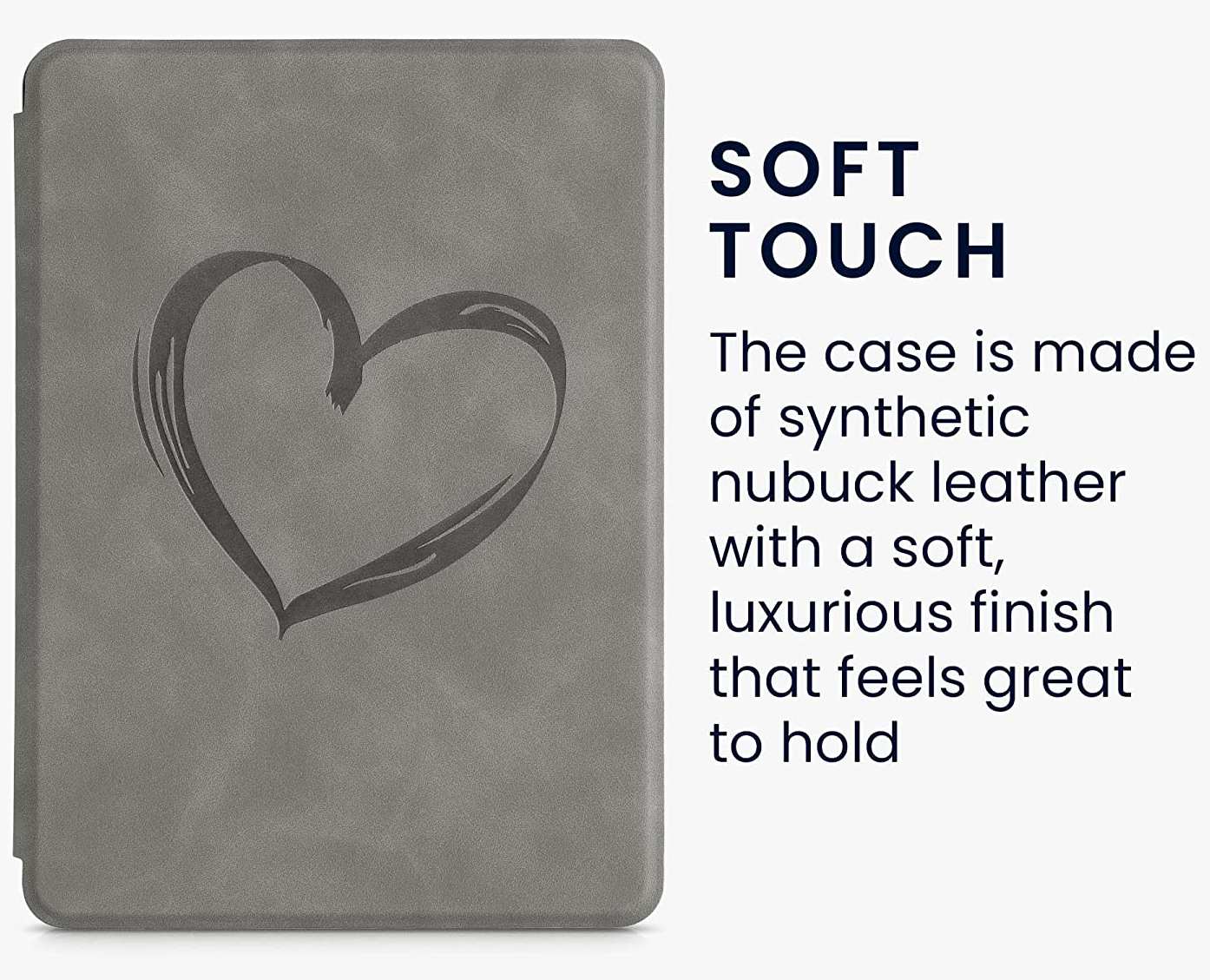 Pouzdro KW Mobile - Brushed Heart - KW5625703 - pro Amazon Kindle Paperwhite 5 (2021) - šedé