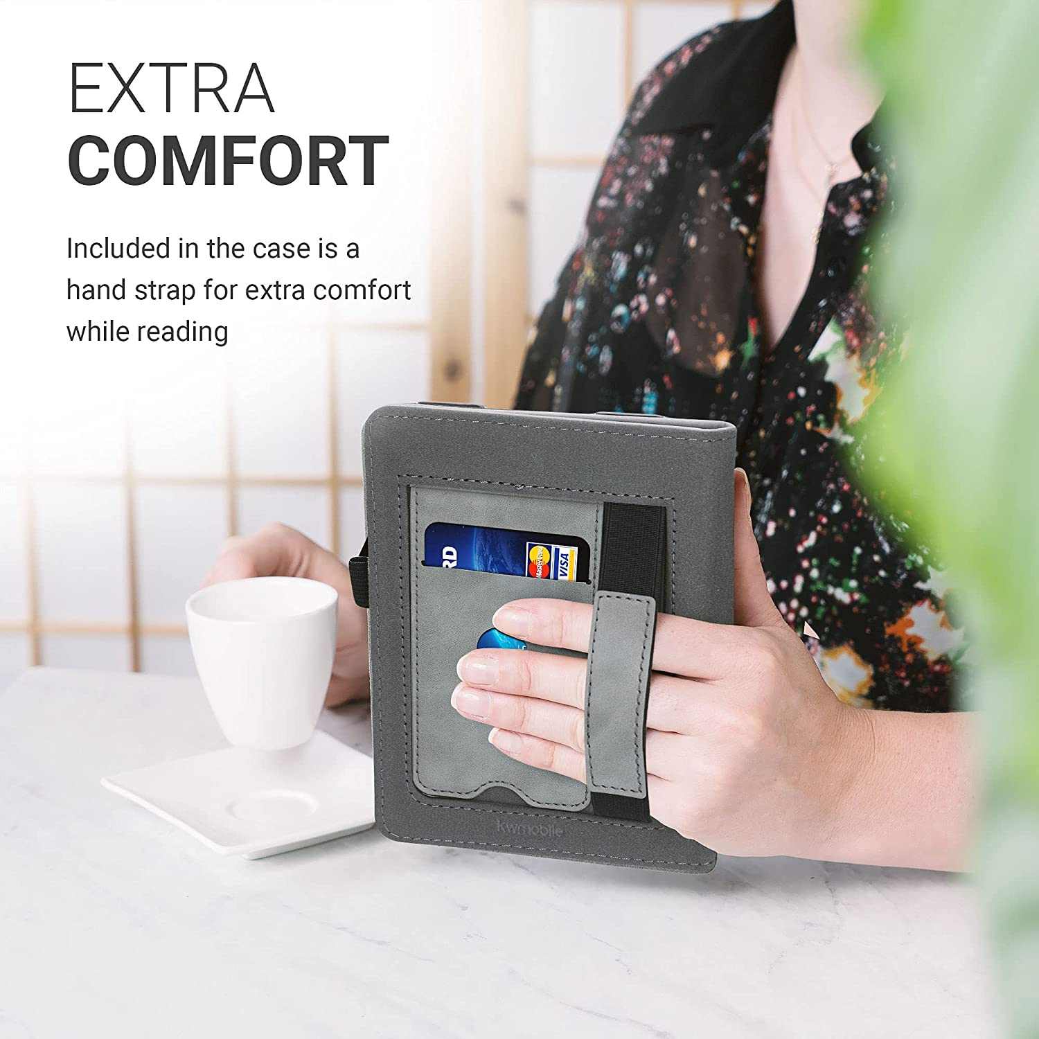 Pouzdro KW Mobile - Brushed Heart - KW5022203 - pro Amazon Kindle Paperwhite 4 (2018) - šedé
