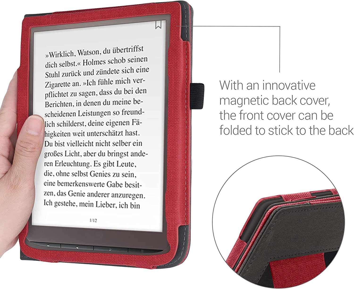 Pouzdro KW Mobile Double Leather - KW5364802 - pro Pocketbook 740/741 - barva grey, červené