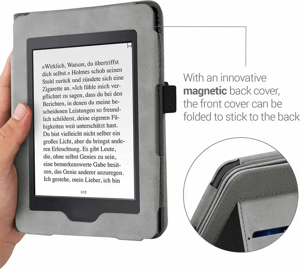 Pouzdro KW Mobile - Brushed Heart - KW5567501 - pro Amazon Kindle Paperwhite 1/2/3 - šedé