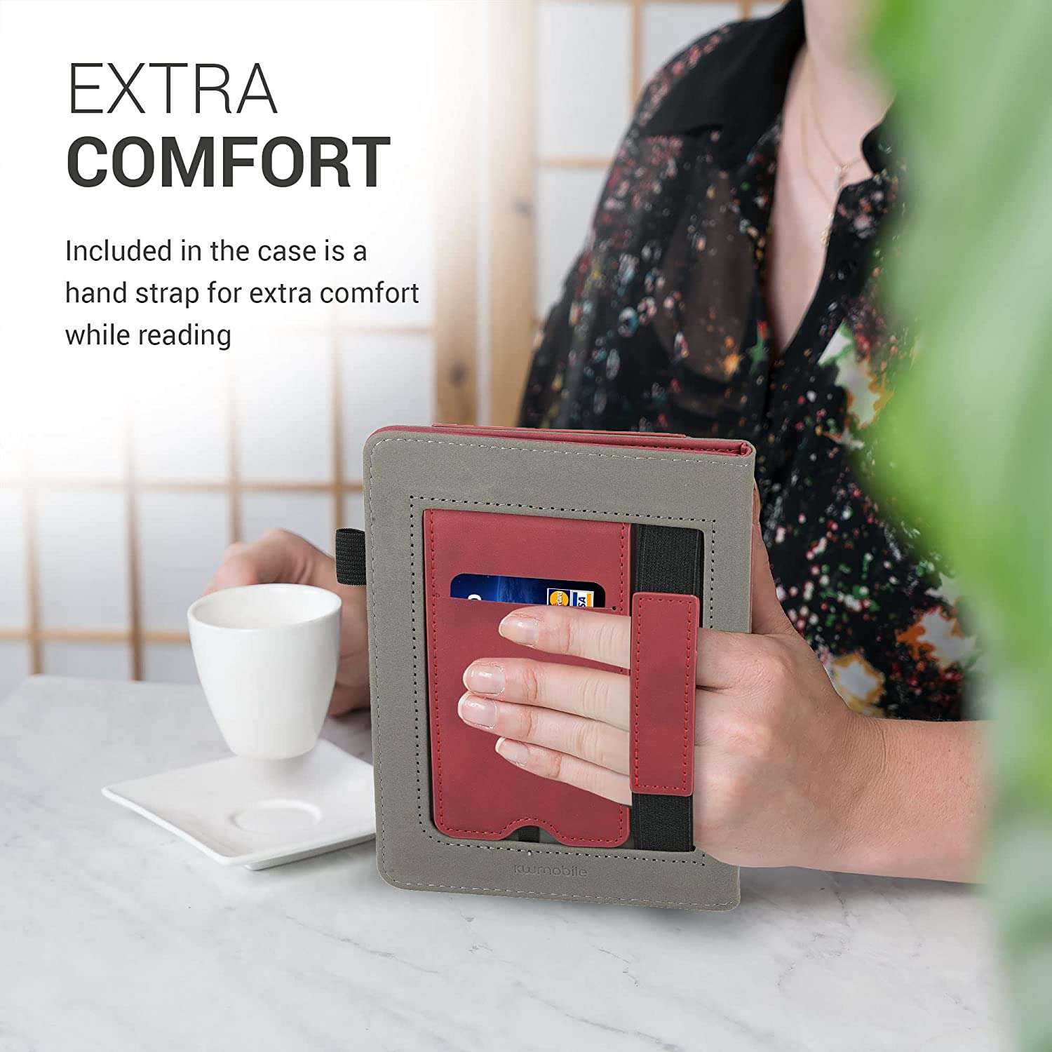 Pouzdro KW Mobile - Nubuck Brushed Heart - KW5567502 - pro Amazon Kindle Paperwhite 1/2/3 - Dark Red