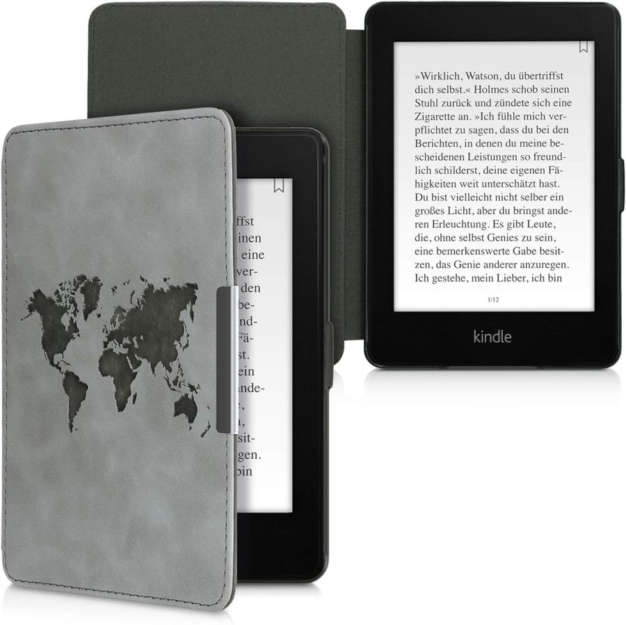 Pouzdro KW Mobile - Travel Outline - KW4974705 - pro Amazon Kindle Paperwhite 1/2/3 - šedé