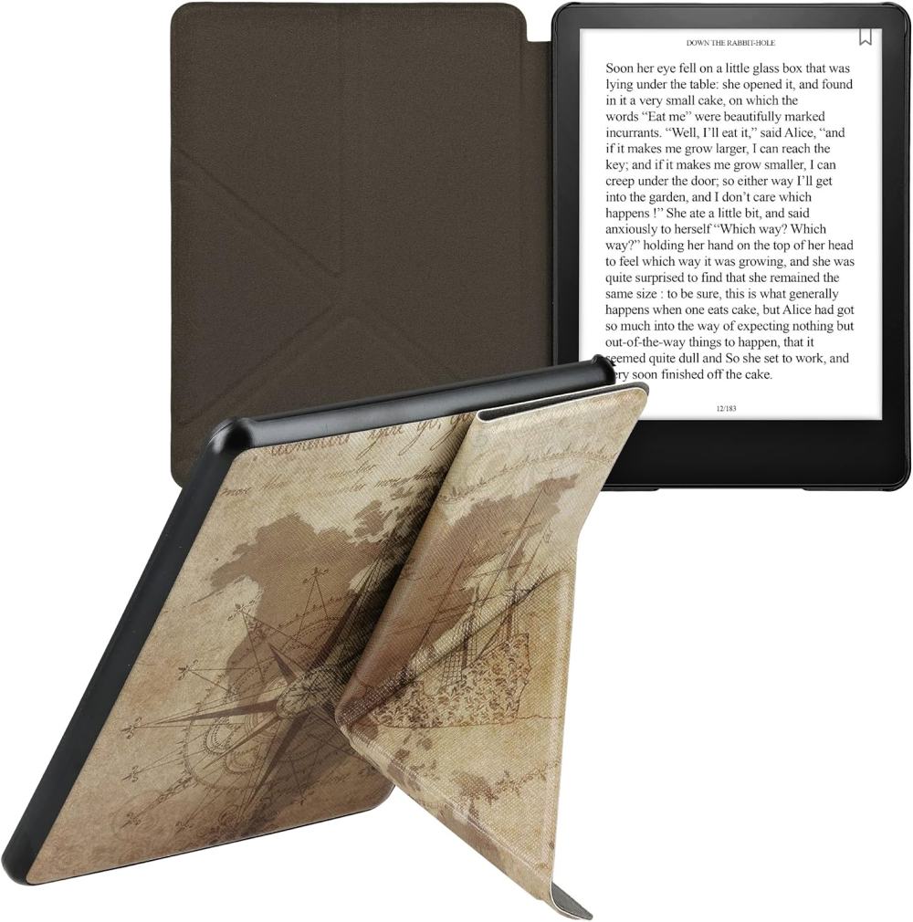 Pouzdro KW Mobile - Origami Travel Vintage - KW5776408 - pro Amazon Kindle Paperwhite 5 (2021) - vícebarevné