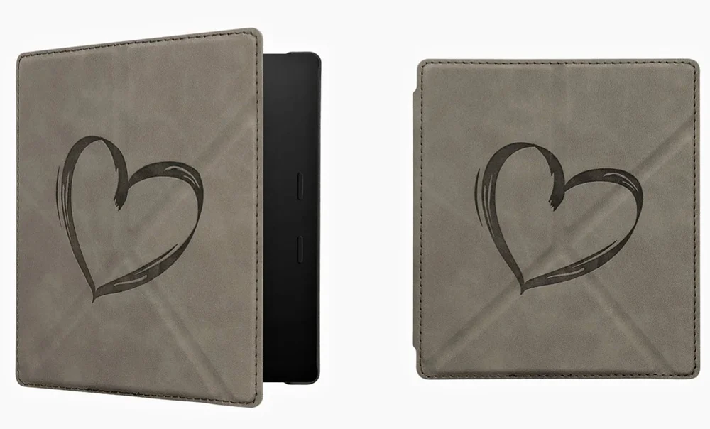 Pouzdro KW Mobile - Origami Nubuk Brushed Heart - KW6006101 - pro Amazon Kindle Oasis 2 / 3 - šedé