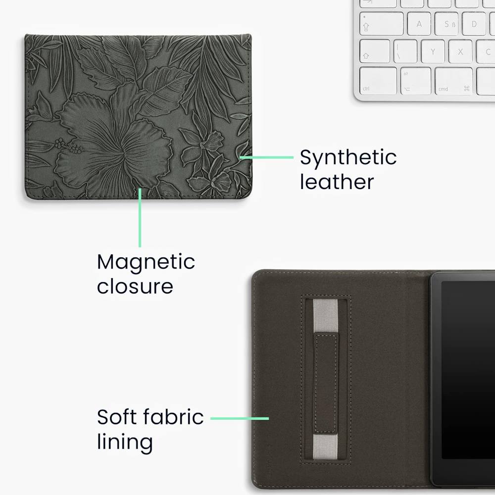 Pouzdro KW Mobile - Embossing Flowers - KW5781020 - pro Amazon Kindle Paperwhite 5 (2021) - vícebarevné, kapsa na ruku