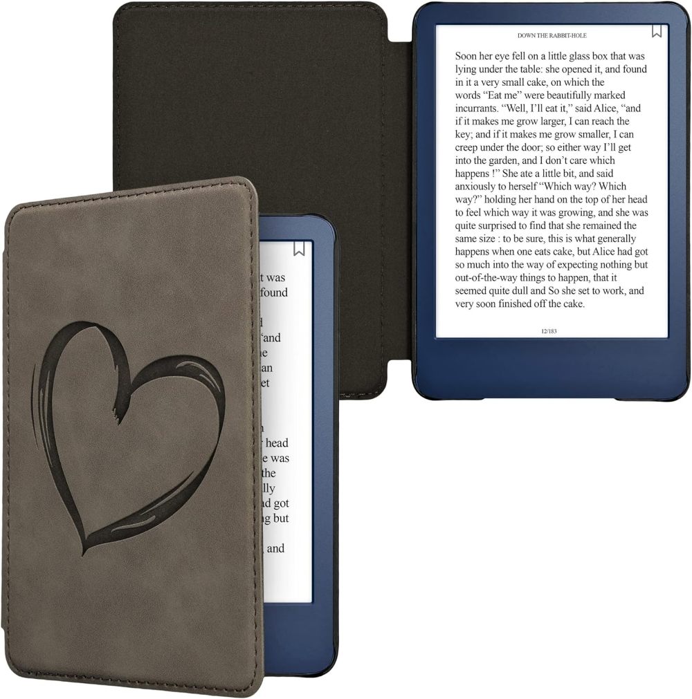 Pouzdro KW Mobile - Brushed Heart - KW5999001 - pro Amazon Kindle 2022 - šedé