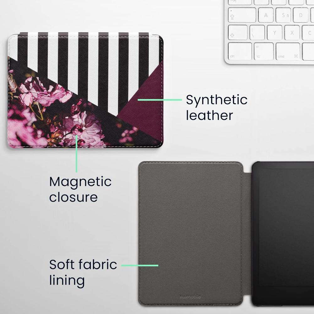 Pouzdro KW Mobile - Flowers & Stripes - KW5625662 - pro Amazon Kindle Paperwhite 5 (2021) - vícebarevné