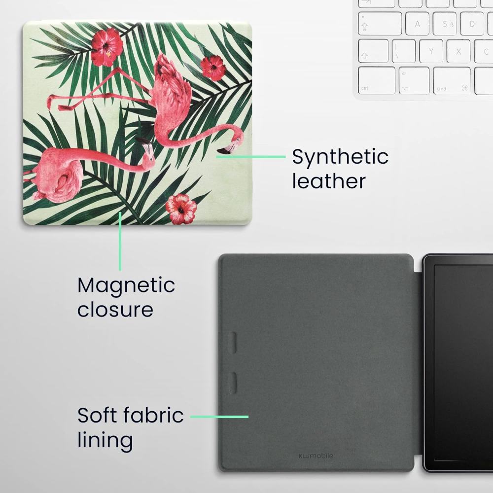 Pouzdro KW Mobile - Flamingos & Palm Trees - KW4941715 - pro Amazon Kindle Oasis 2 / 3 - vícebarevné