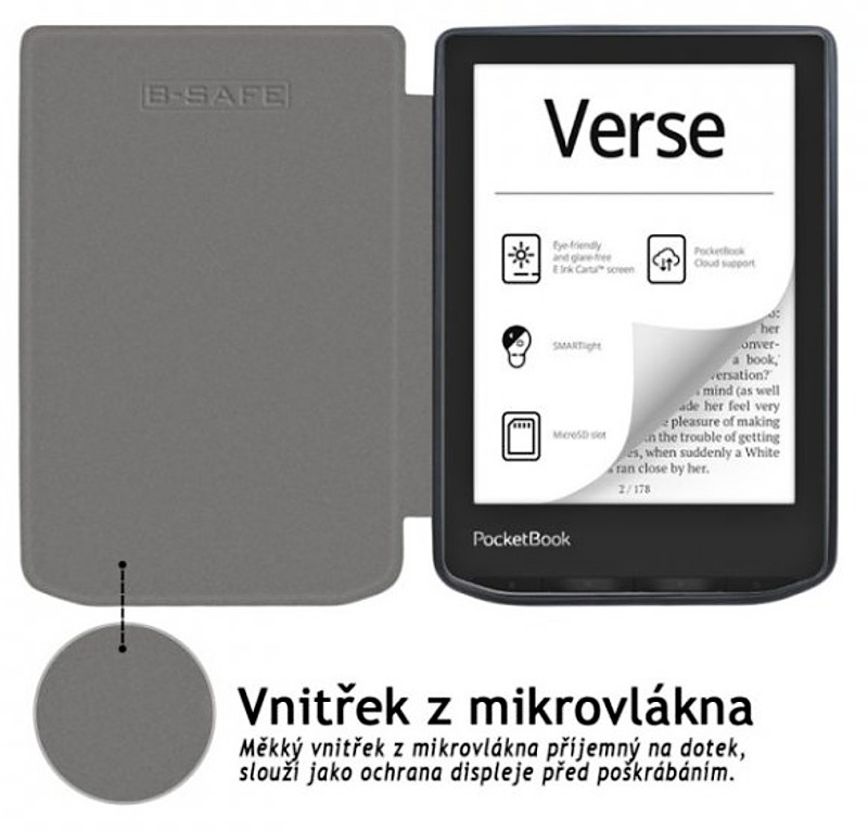 Pouzdro B-SAFE LOCK 3508, obal na Pocketbook 629 Verse / 634 Verse Pro - magnetické zavírání, AutoSleep, červené