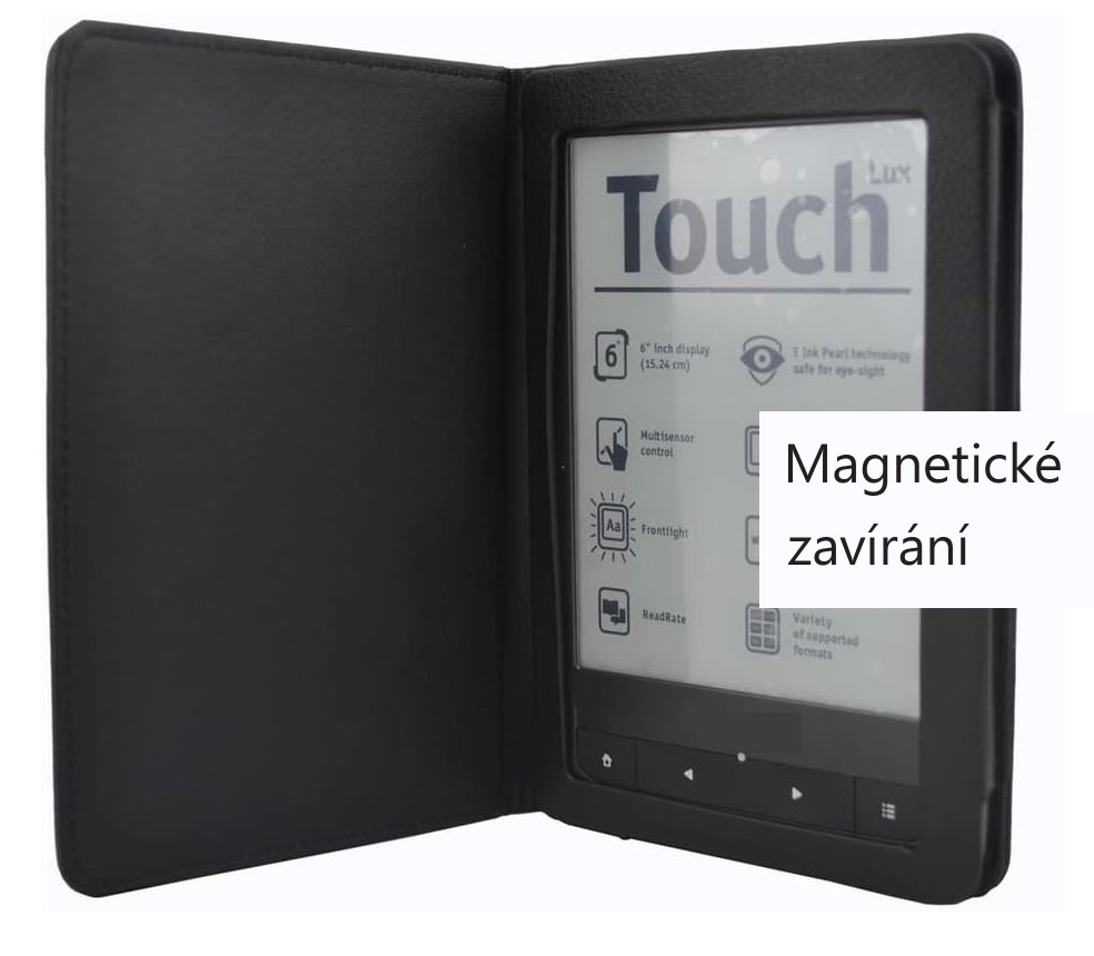 FORTRESS FT168 - Obal na čtečku Pocketbook 614 / 615 / 622 / 623 / 624 / 625 / 626 / 631 / 640 / 641 - černé, magnet