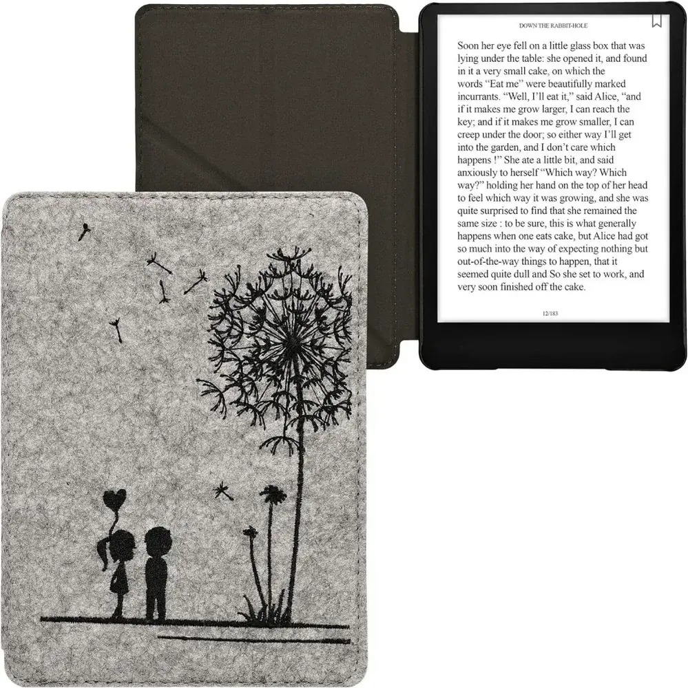Pouzdro KW Mobile - Origami Felt Dandelion Love - KW4690801 - pro Amazon Kindle Paperwhite 5 (2021) - šedé