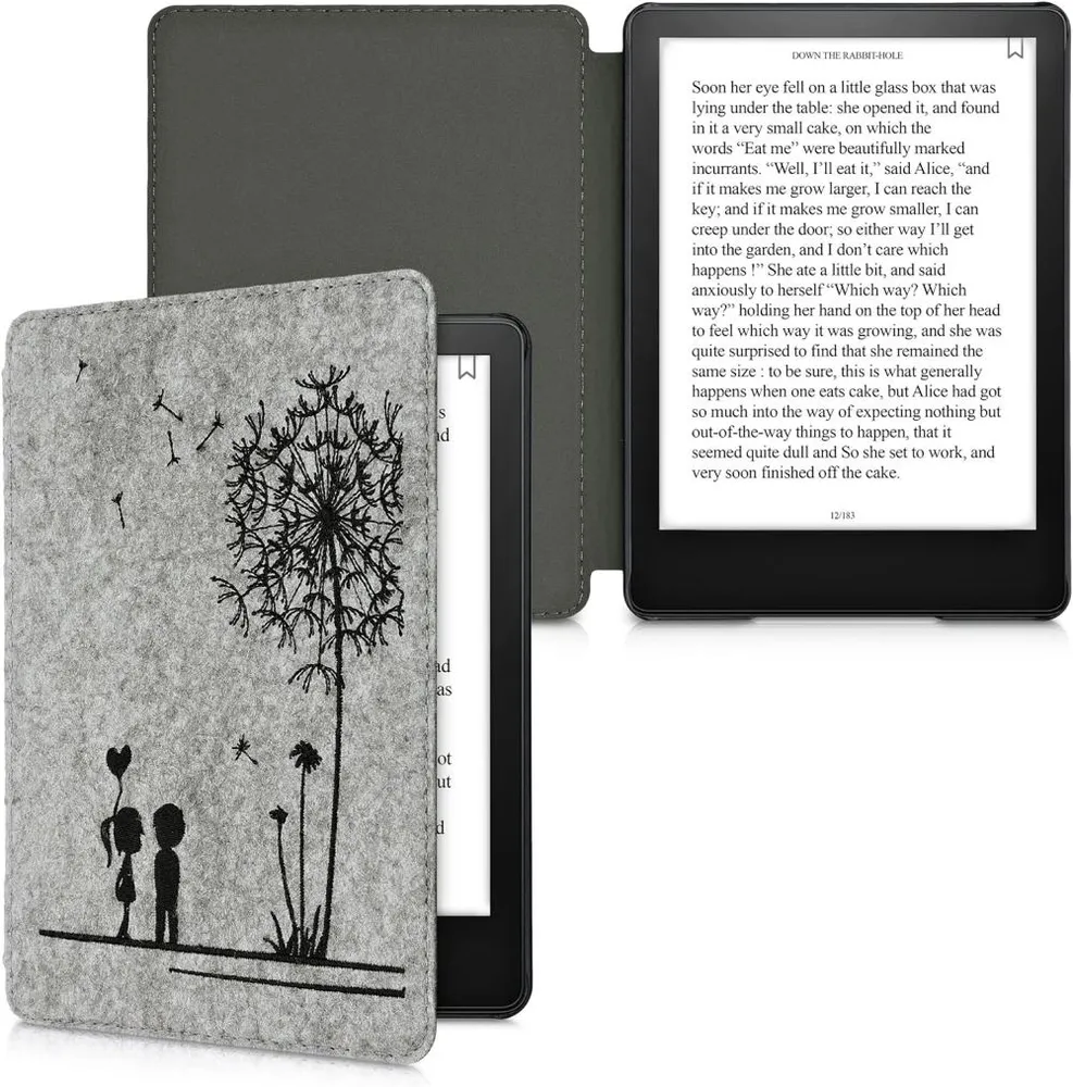 Pouzdro KW Mobile Felt Dandelion Love - KW5626001 - pro Amazon Kindle Paperwhite 5 (2021) - světle šedé