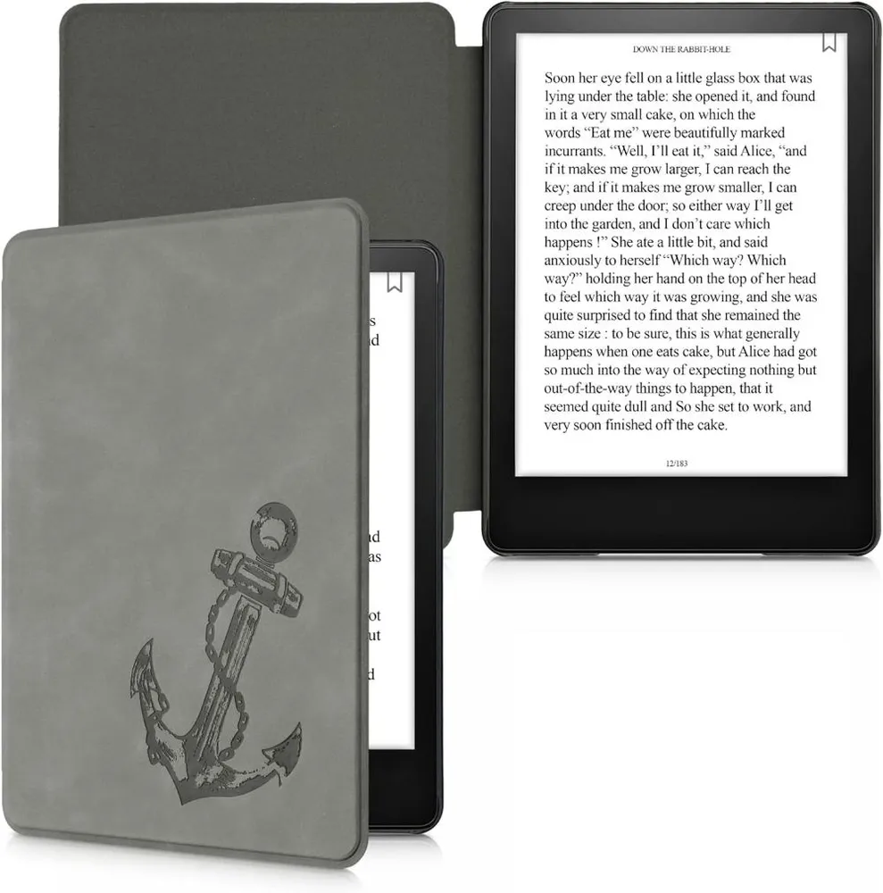 Pouzdro KW Mobile - Vintage Anchor -  KW5625709 - pro Amazon Kindle Paperwhite 5 (2021) - šedé
