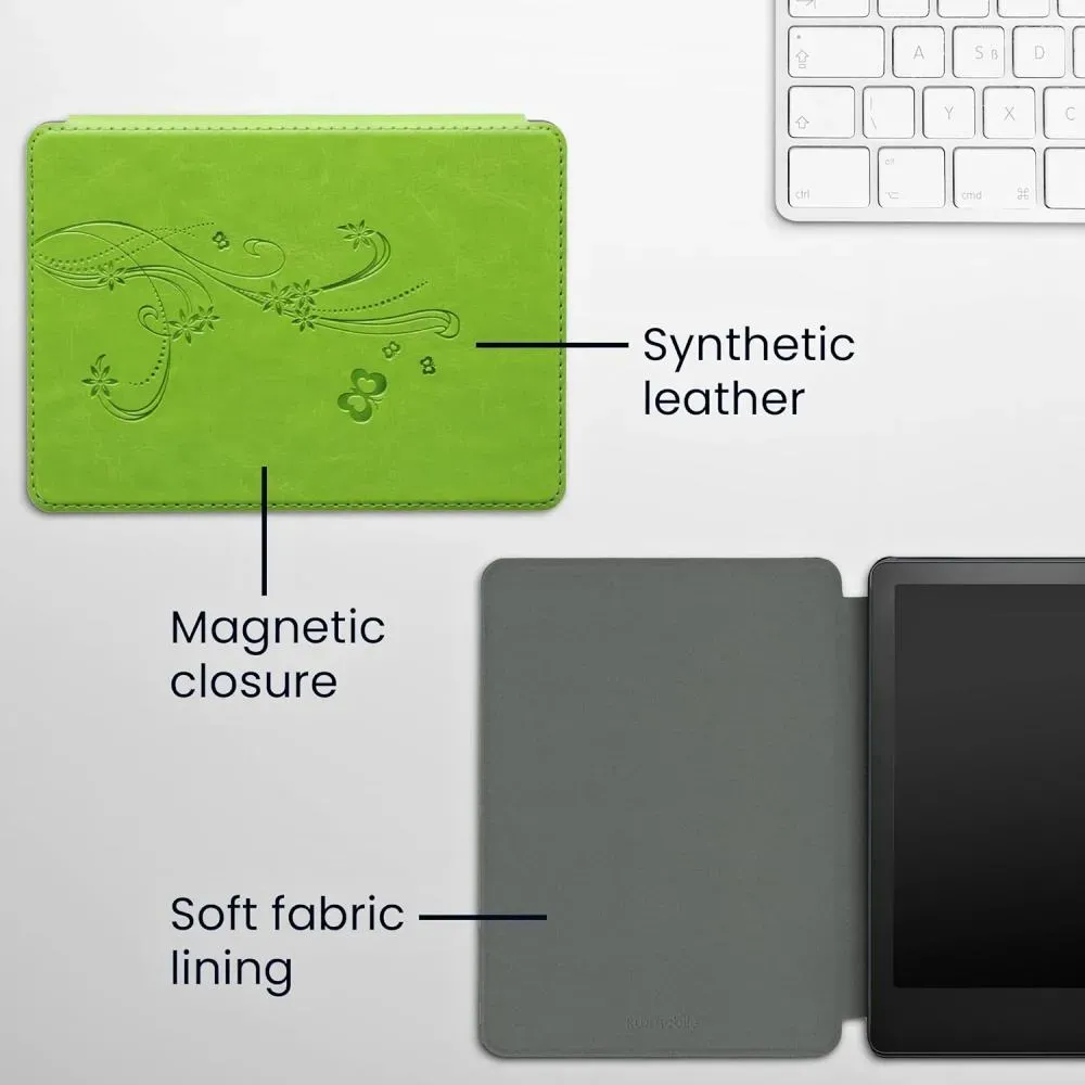 Pouzdro KW Mobile - Butterfly Tendril - KW5625642 - pro Amazon Kindle Paperwhite 5 (2021) - zelené