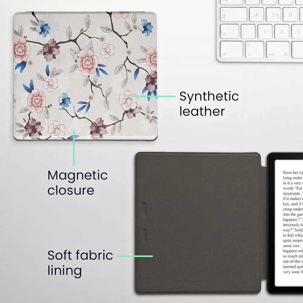 Pouzdro KW Mobile - Flower Leaf - KW4941742 - pro Amazon Kindle Oasis 2 / 3 - vícebarevné