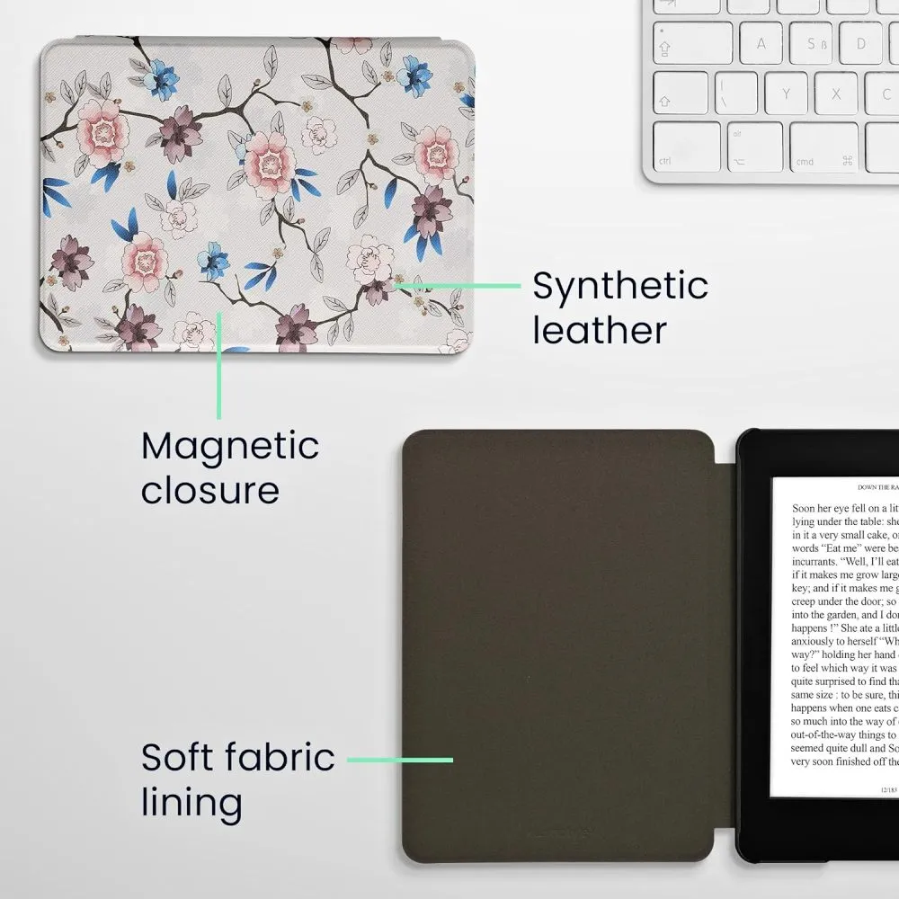 Pouzdro KW Mobile - Flower Leaf - KW5983408 - pro Amazon Kindle Paperwhite 5 (2021) - vícebarevné