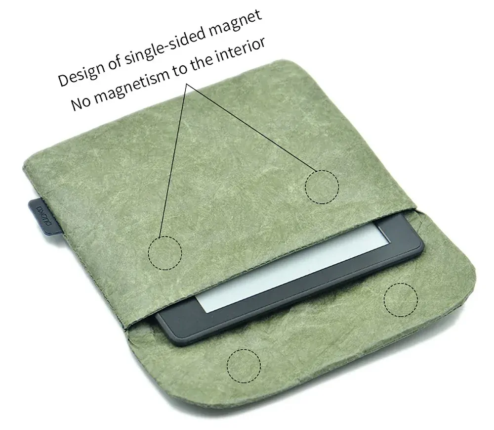 Univerzální nepromokavé pouzdro na čtečky - Quoko Q20-GR - tyvekové pouzdro pro všechny čtečky knih - zelené, magnetické zavírání