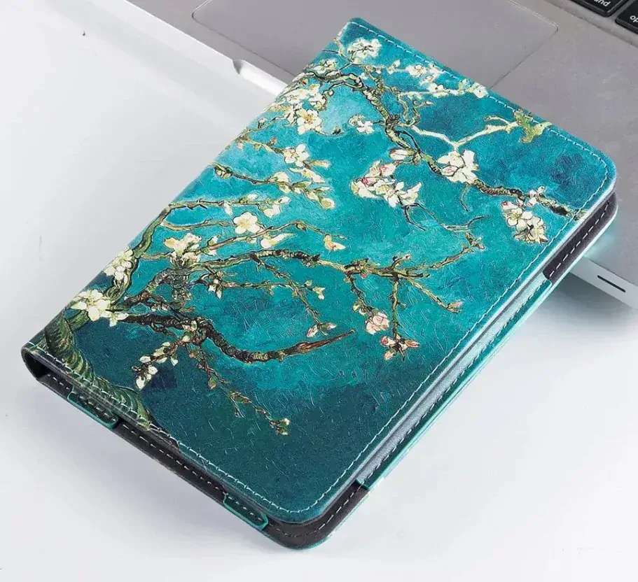 Fortress FT4007 - pouzdro se stojánkem pro Pocketbook 743 (G/C/K) - motiv Blue Garden, magnet, AutoSleep