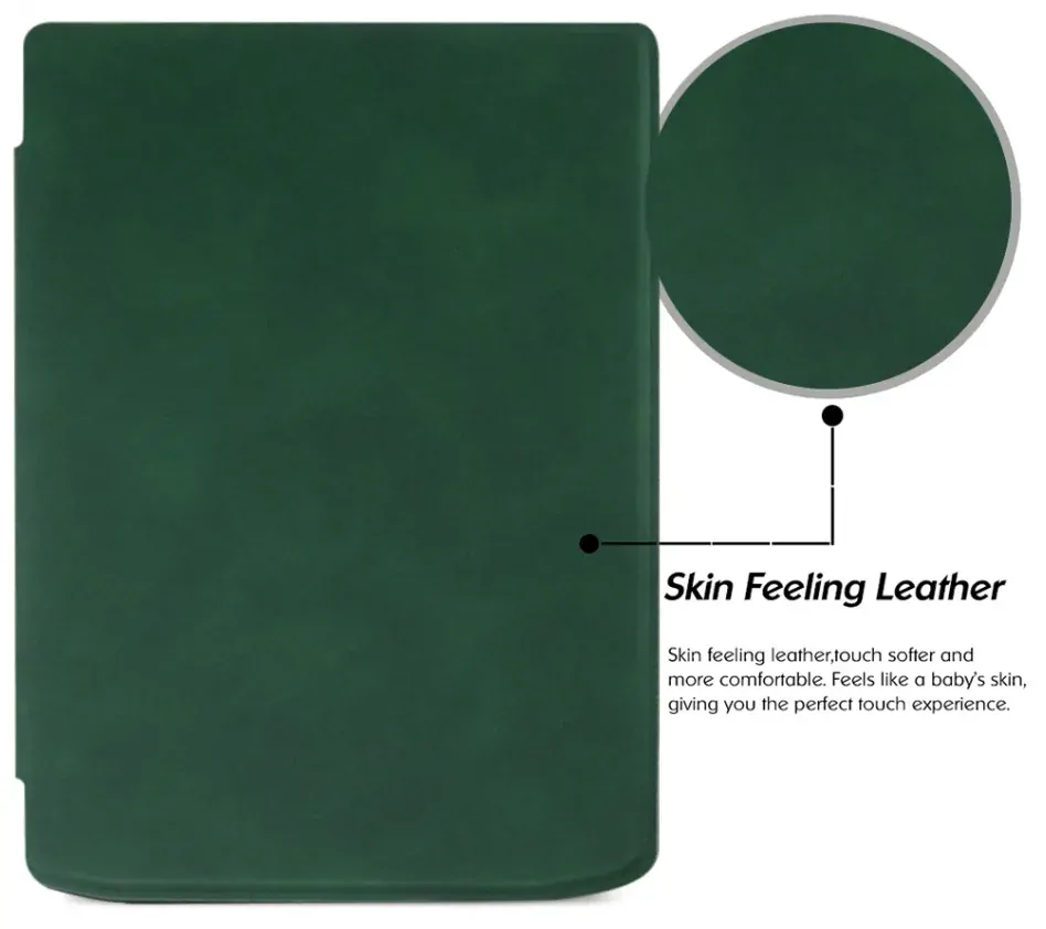 Pouzdro Durable Lock DL4045, obal na Pocketbook 743G InkPad 4 a Pocketbook 743C InkPad Color (2/3) - zelené, magnetické zavírání, AutoSleep