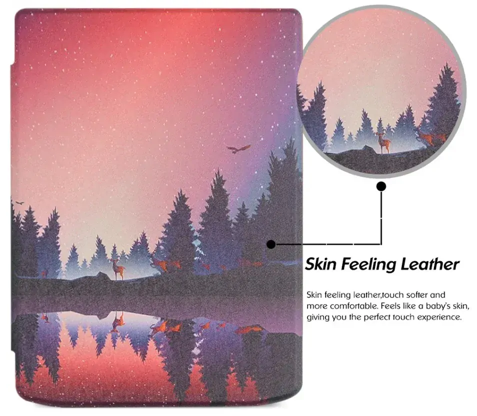 Pouzdro Durable Lock DL4048, obal na Pocketbook 743G InkPad 4 a Pocketbook 743C InkPad Color (2/3) - motiv Nightlake, magnetické zavírání, AutoSleep