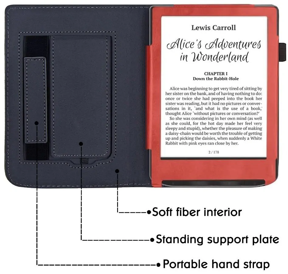 ARMORI Holder T046 - pouzdro se stojánkem pro Pocketbook 629/634 Verse (Pro) - červené, magnet, AutoSleep