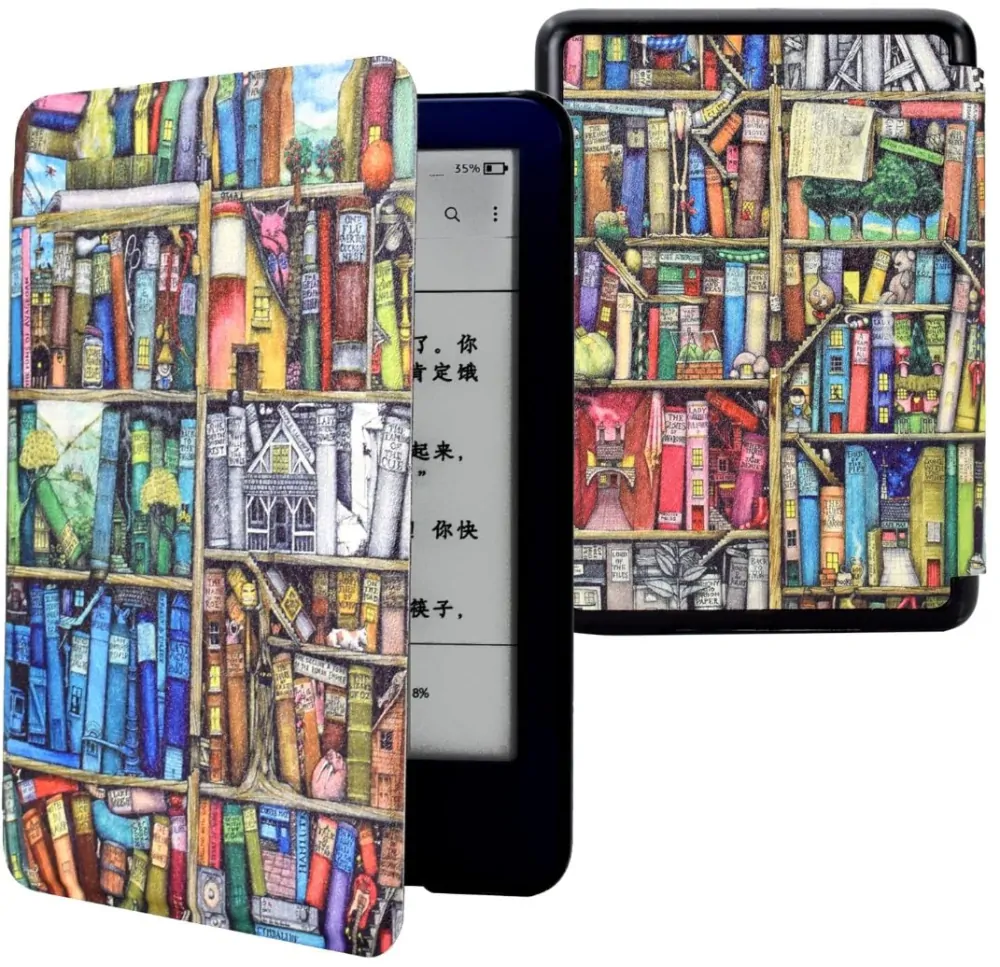 Armori Trimer T111, pouzdro pro Amazon Kindle Paperwhite 1/2/3 - magnetické zavírání, AutoSleep, motiv Elder Library