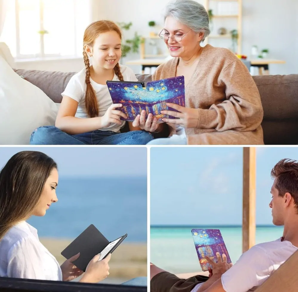 Armori Trimer T141, pouzdro pro Amazon Kindle 6 (7. generace) - magnetické zavírání, AutoSleep, motiv Gogh Sea